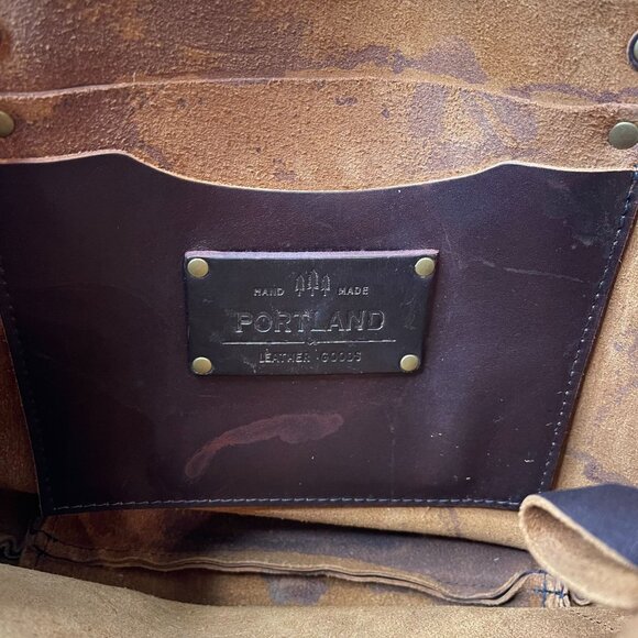 Portland Leather Compant Brown Leather Medium Tote Shoulder Bag - Picture 3 of 8